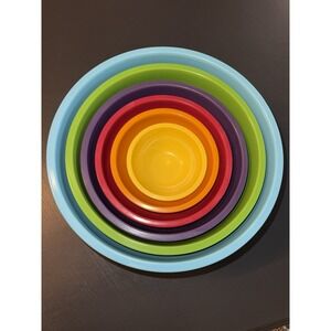 Set Of 6 GHP Melamine Nesting Mixing‎ Bowls Assorted Colors and Sizes, Rainbow
